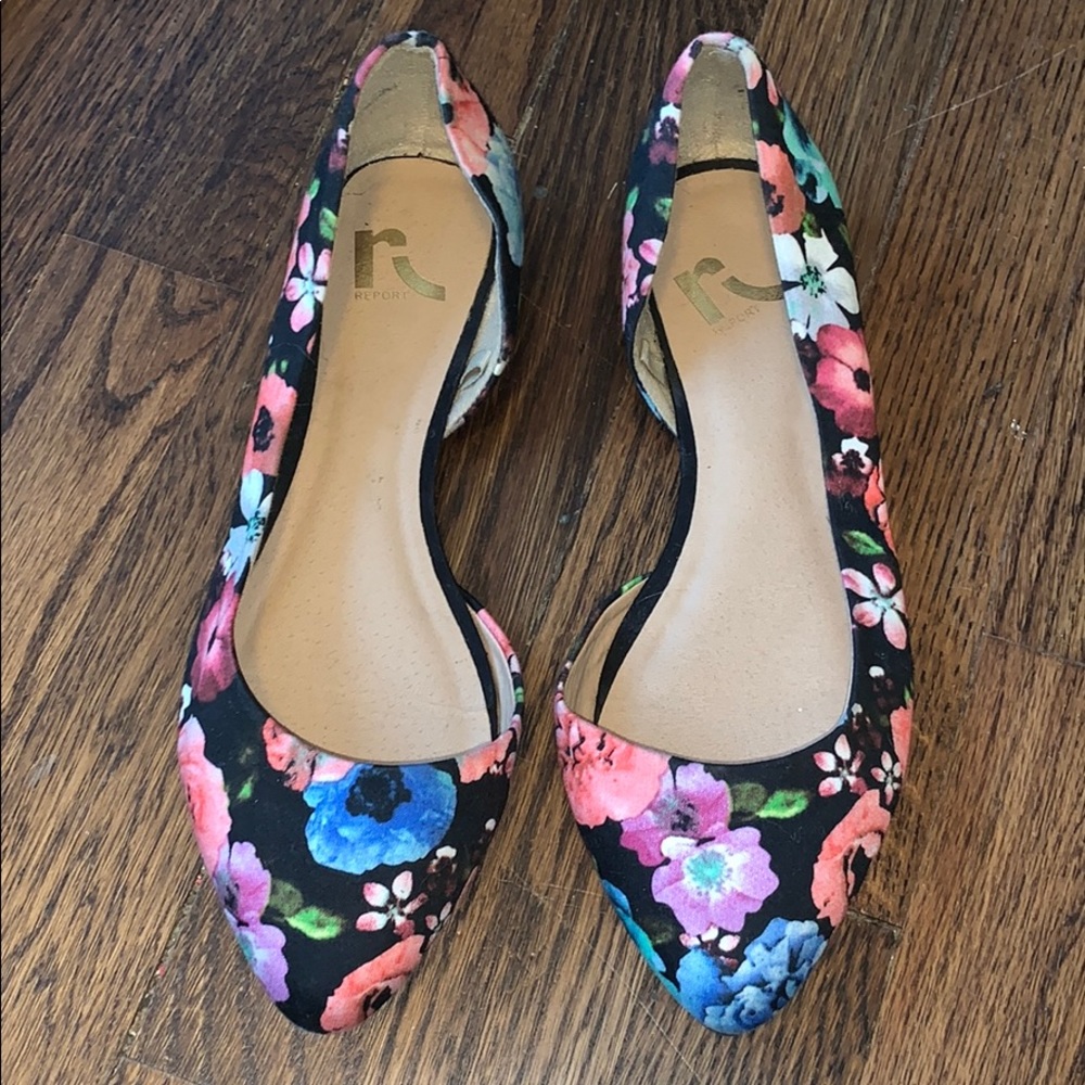 Floral pointe toe pointy flats like new black